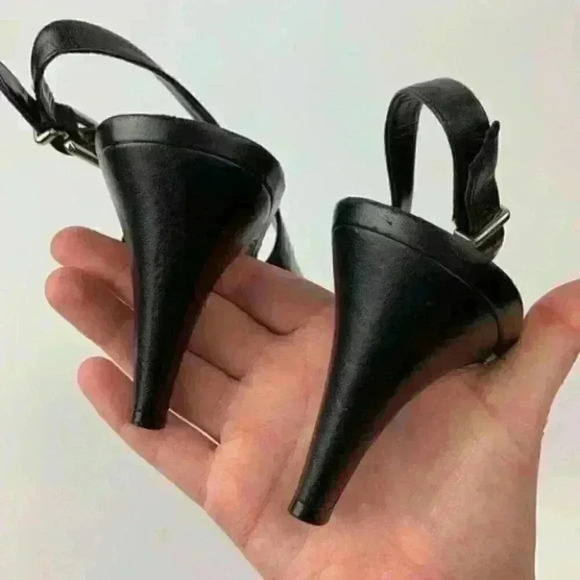 Antonio Melani heels sz 8.5 Black leather leather 90s Y2k - Picture 4 of 7